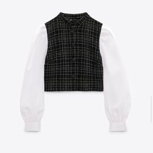 NWOT Zara mixed media top size xs